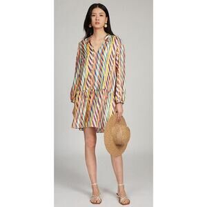 Saloni Jas 100% Silk Long Sleeve Mini Dress Womens Size UK 10 US 6